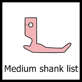 sq medium shank list