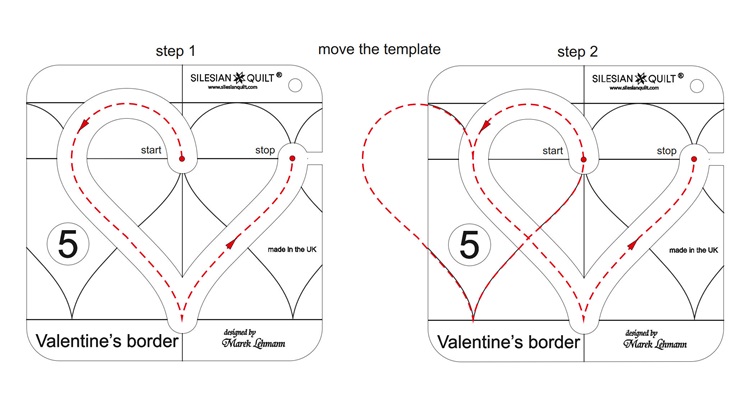 Template Fits to FMQ Grip 5 Silesian Quilt Template for Quilting Valentines Border series 5 